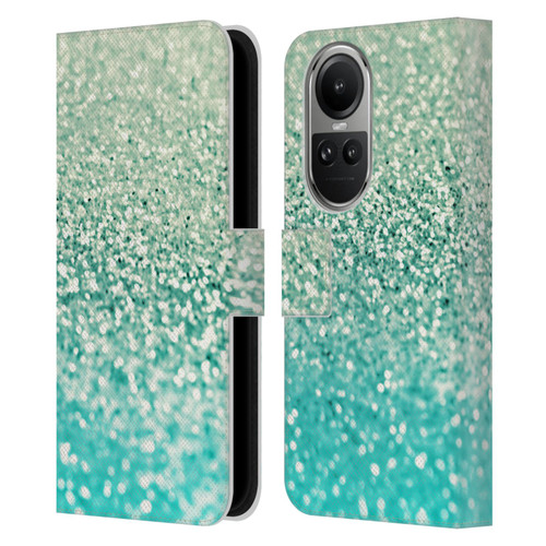Monika Strigel Glitter Collection Mint Leather Book Wallet Case Cover For OPPO Reno10 5G / Reno10 Pro 5G