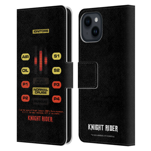 Knight Rider Core Graphics Kitt Control Panel Leather Book Wallet Case Cover For Apple iPhone 15