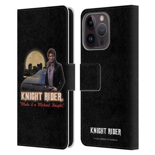 Knight Rider Core Graphics Poster Leather Book Wallet Case Cover For Apple iPhone 15 Pro