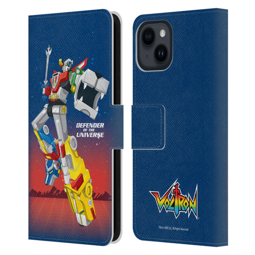 Voltron Graphics Defender Of Universe Gradient Leather Book Wallet Case Cover For Apple iPhone 15