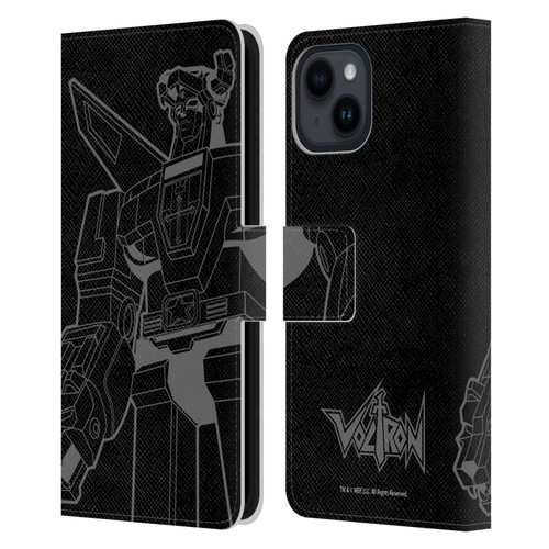 Voltron Graphics Oversized Black Robot Leather Book Wallet Case Cover For Apple iPhone 15