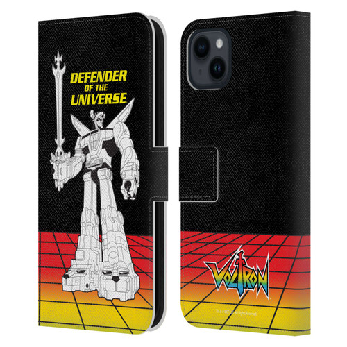 Voltron Graphics Defender Universe Retro Leather Book Wallet Case Cover For Apple iPhone 15 Plus