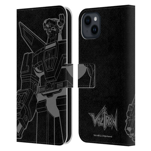 Voltron Graphics Oversized Black Robot Leather Book Wallet Case Cover For Apple iPhone 15 Plus