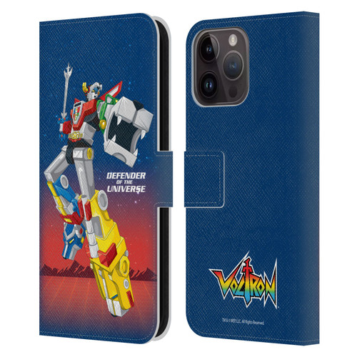 Voltron Graphics Defender Of Universe Gradient Leather Book Wallet Case Cover For Apple iPhone 15 Pro Max