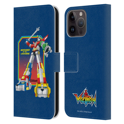 Voltron Graphics Defender Of Universe Plain Leather Book Wallet Case Cover For Apple iPhone 15 Pro Max