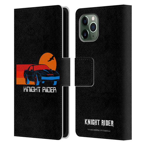 Knight Rider Graphics Kitt Sunset Leather Book Wallet Case Cover For Apple iPhone 11 Pro