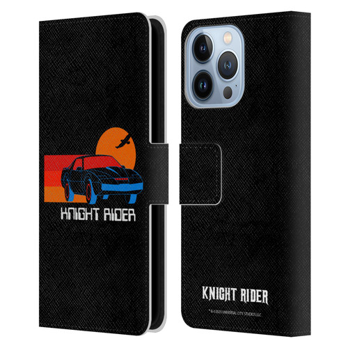Knight Rider Graphics Kitt Sunset Leather Book Wallet Case Cover For Apple iPhone 13 Pro