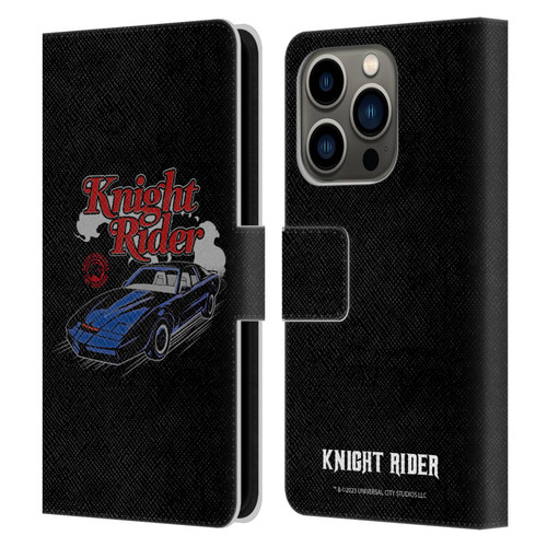 Knight Rider Graphics Kitt Retro Leather Book Wallet Case Cover For Apple iPhone 14 Pro