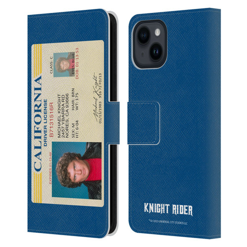 Knight Rider Graphics Driver's License Leather Book Wallet Case Cover For Apple iPhone 15