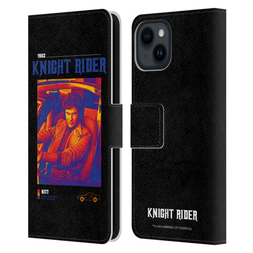 Knight Rider Graphics Michael Knight Driving Leather Book Wallet Case Cover For Apple iPhone 15