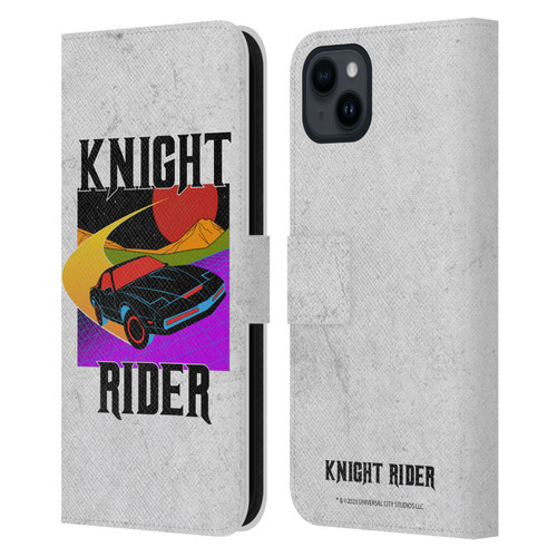 Knight Rider Graphics Kitt Speed Leather Book Wallet Case Cover For Apple iPhone 15 Plus