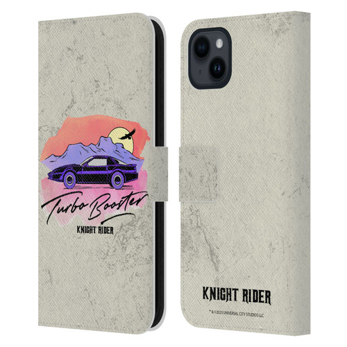 Knight Rider Graphics Turbo Booster Leather Book Wallet Case Cover For Apple iPhone 15 Plus