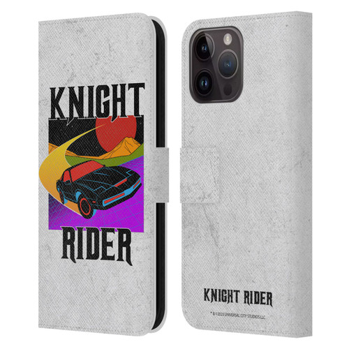 Knight Rider Graphics Kitt Speed Leather Book Wallet Case Cover For Apple iPhone 15 Pro Max