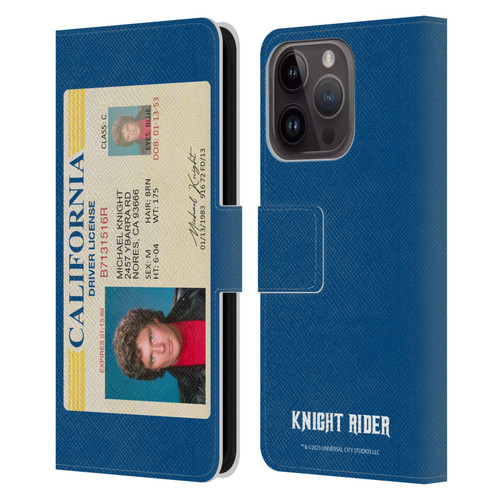 Knight Rider Graphics Driver's License Leather Book Wallet Case Cover For Apple iPhone 15 Pro