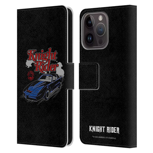 Knight Rider Graphics Kitt Retro Leather Book Wallet Case Cover For Apple iPhone 15 Pro