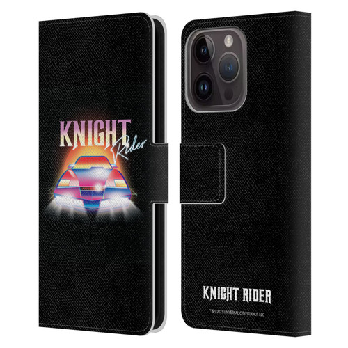 Knight Rider Graphics Kitt 80's Neon Leather Book Wallet Case Cover For Apple iPhone 15 Pro