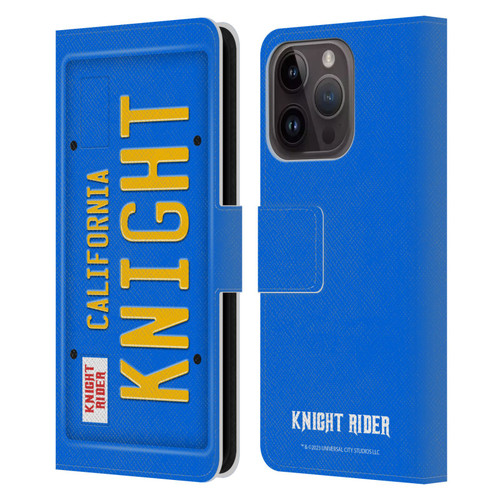 Knight Rider Graphics Plate Number Leather Book Wallet Case Cover For Apple iPhone 15 Pro