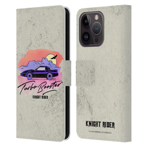 Knight Rider Graphics Turbo Booster Leather Book Wallet Case Cover For Apple iPhone 15 Pro