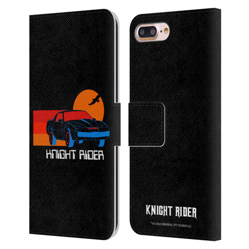 Knight Rider Graphics Kitt Sunset Leather Book Wallet Case Cover For Apple iPhone 7 Plus / iPhone 8 Plus
