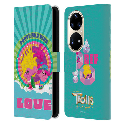 Trolls 3: Band Together Art Love Leather Book Wallet Case Cover For Huawei P50 Pro