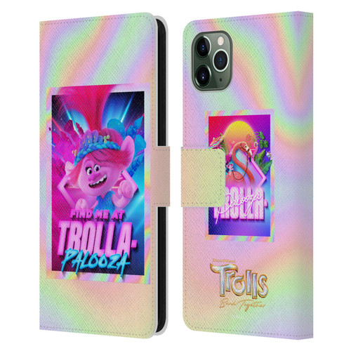 Trolls 3: Band Together Art Trolla-Palooza Leather Book Wallet Case Cover For Apple iPhone 11 Pro Max