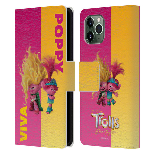 Trolls 3: Band Together Art Half Leather Book Wallet Case Cover For Apple iPhone 11 Pro