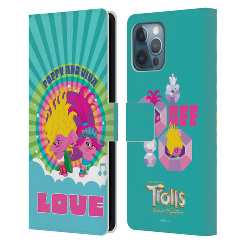 Trolls 3: Band Together Art Love Leather Book Wallet Case Cover For Apple iPhone 12 Pro Max
