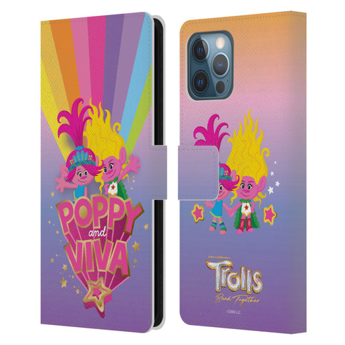 Trolls 3: Band Together Art Rainbow Leather Book Wallet Case Cover For Apple iPhone 12 Pro Max