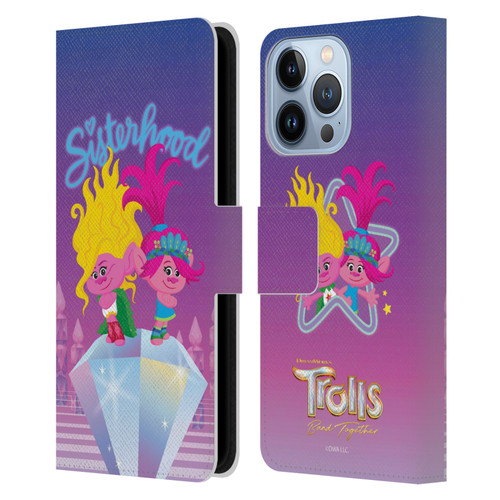 Trolls 3: Band Together Art Sisterhood Leather Book Wallet Case Cover For Apple iPhone 13 Pro