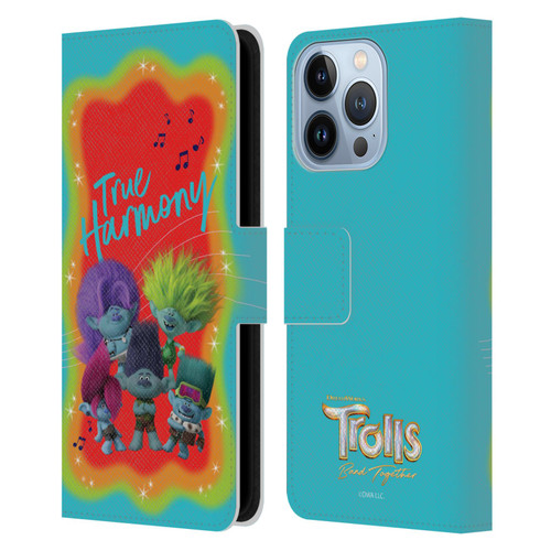 Trolls 3: Band Together Art True Harmony Leather Book Wallet Case Cover For Apple iPhone 13 Pro