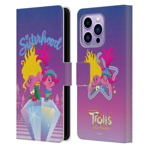 Trolls 3: Band Together Art Sisterhood Leather Book Wallet Case Cover For Apple iPhone 14 Pro Max