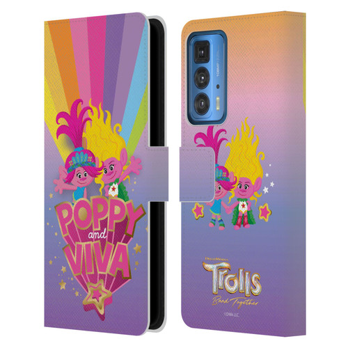 Trolls 3: Band Together Art Rainbow Leather Book Wallet Case Cover For Motorola Edge 20 Pro