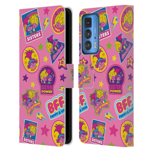 Trolls 3: Band Together Art Pink Pattern Leather Book Wallet Case Cover For Motorola Edge 20 Pro