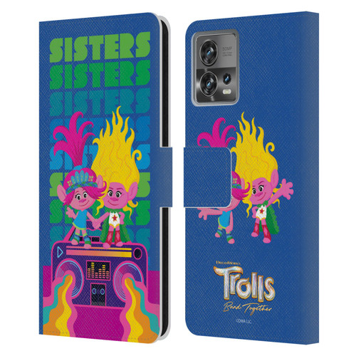 Trolls 3: Band Together Art Sisters Leather Book Wallet Case Cover For Motorola Moto Edge 30 Fusion
