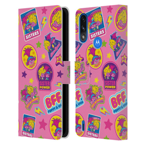 Trolls 3: Band Together Art Pink Pattern Leather Book Wallet Case Cover For Motorola Moto E7 Power / Moto E7i Power
