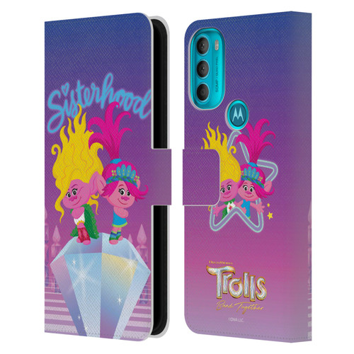 Trolls 3: Band Together Art Sisterhood Leather Book Wallet Case Cover For Motorola Moto G71 5G