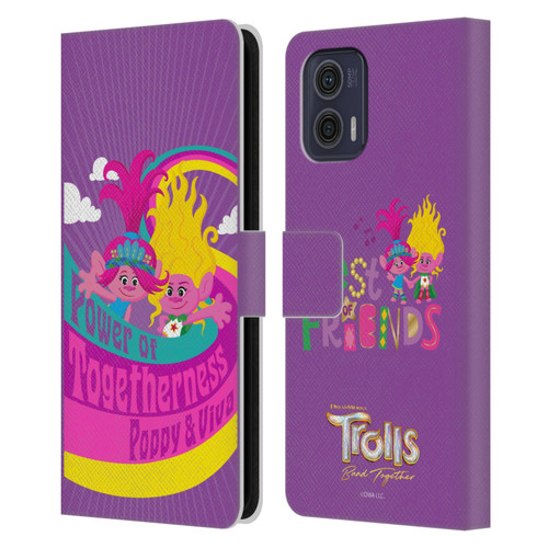Trolls 3: Band Together Art Power Of Togetherness Leather Book Wallet Case Cover For Motorola Moto G73 5G