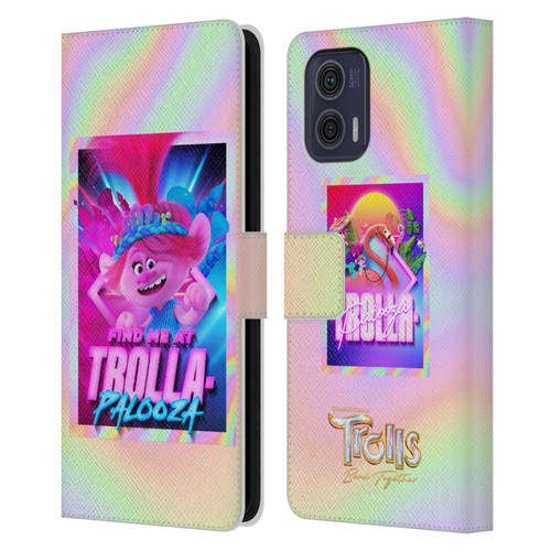 Trolls 3: Band Together Art Trolla-Palooza Leather Book Wallet Case Cover For Motorola Moto G73 5G
