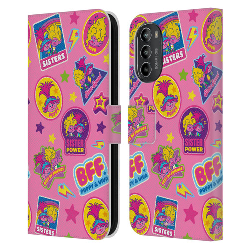 Trolls 3: Band Together Art Pink Pattern Leather Book Wallet Case Cover For Motorola Moto G82 5G