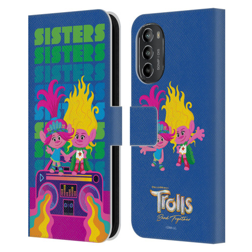 Trolls 3: Band Together Art Sisters Leather Book Wallet Case Cover For Motorola Moto G82 5G