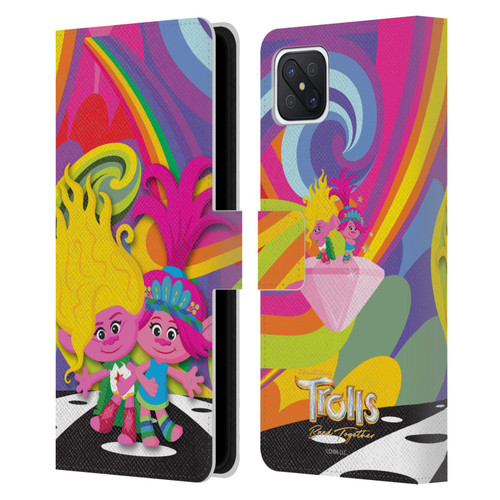 Trolls 3: Band Together Art Poppy And Viva Leather Book Wallet Case Cover For OPPO Reno4 Z 5G