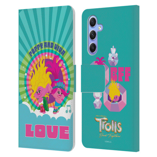 Trolls 3: Band Together Art Love Leather Book Wallet Case Cover For Samsung Galaxy A34 5G