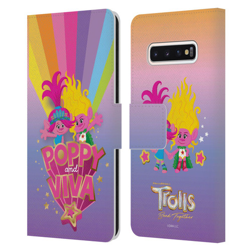 Trolls 3: Band Together Art Rainbow Leather Book Wallet Case Cover For Samsung Galaxy S10