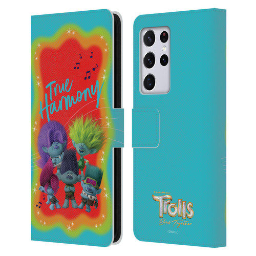 Trolls 3: Band Together Art True Harmony Leather Book Wallet Case Cover For Samsung Galaxy S21 Ultra 5G