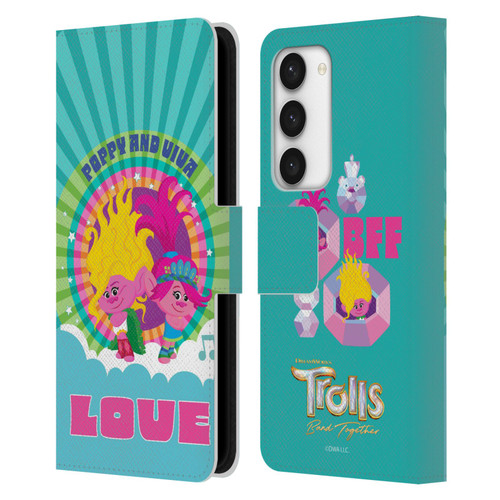 Trolls 3: Band Together Art Love Leather Book Wallet Case Cover For Samsung Galaxy S23 5G