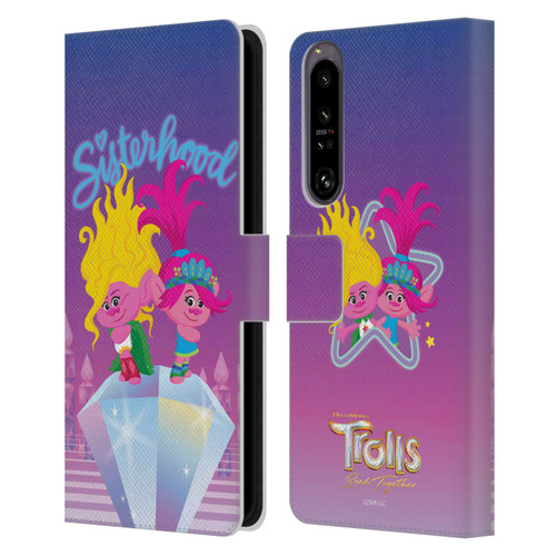 Trolls 3: Band Together Art Sisterhood Leather Book Wallet Case Cover For Sony Xperia 1 IV