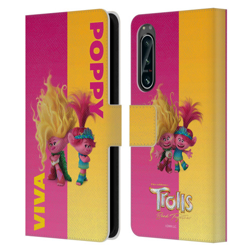 Trolls 3: Band Together Art Half Leather Book Wallet Case Cover For Sony Xperia 5 IV