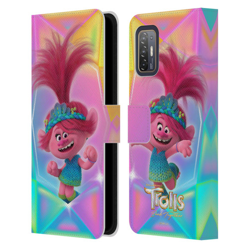 Trolls 3: Band Together Graphics Poppy Leather Book Wallet Case Cover For HTC Desire 21 Pro 5G