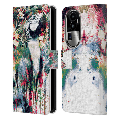 Riza Peker Animals Parrot Leather Book Wallet Case Cover For OPPO Reno10 Pro+
