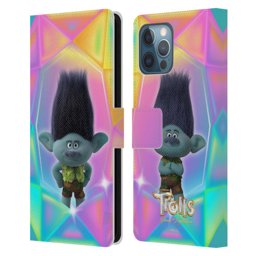Trolls 3: Band Together Graphics Branch Leather Book Wallet Case Cover For Apple iPhone 12 Pro Max